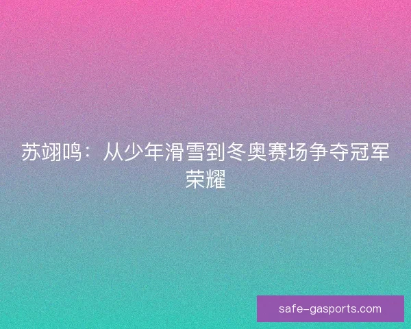 苏翊鸣:从少年滑雪到冬奥赛场争夺冠军荣耀 苏翊鸣:从少年滑雪到冬奥赛场争夺冠军荣耀