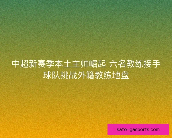 中超新赛季本土主帅崛起 六名教练接手球队挑战外籍教练地盘